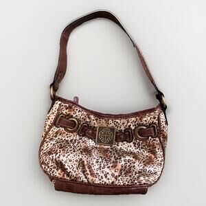 Treviso Brown Leopard Print Small Shoulder Handbag Faux Leather Leather Purse